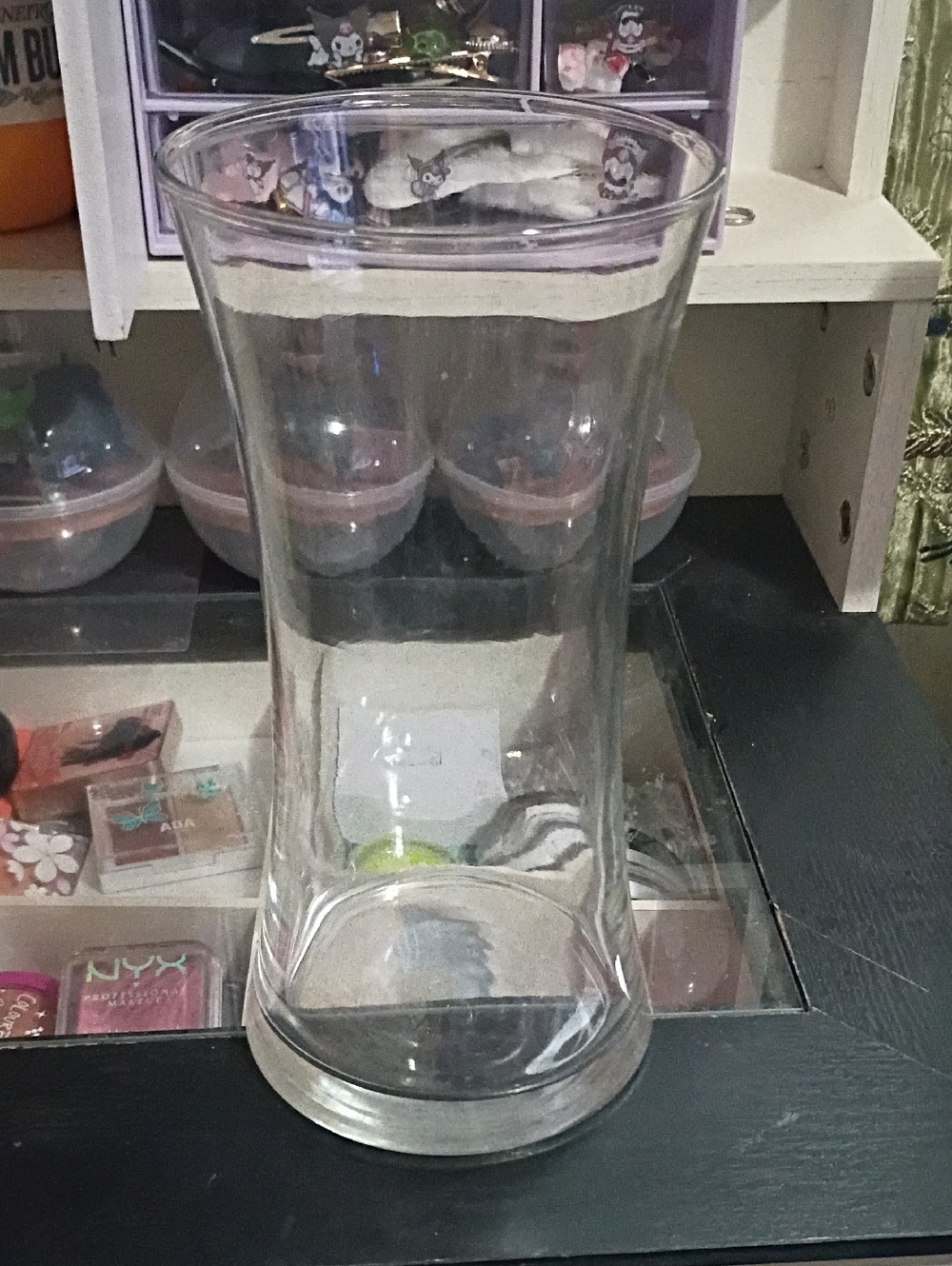Clear Glass Hourglass Vase - Simple Modern Accent